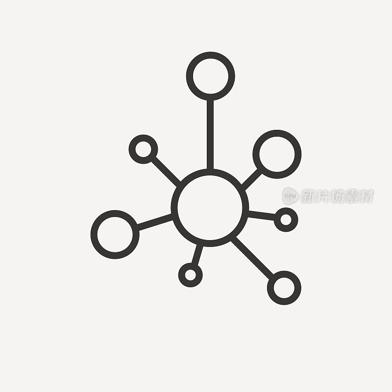 连接图标。Hub网络连接隔离在灰色背景上。矢量插图。