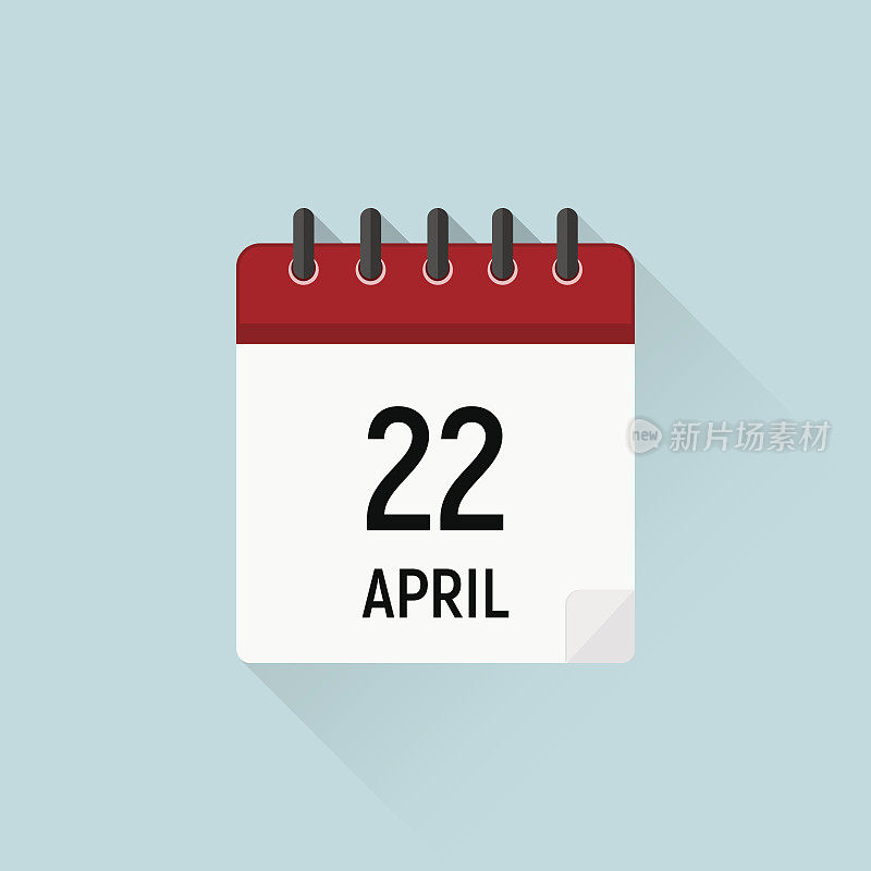 4月22日地球日。日历图标，假日在四月
