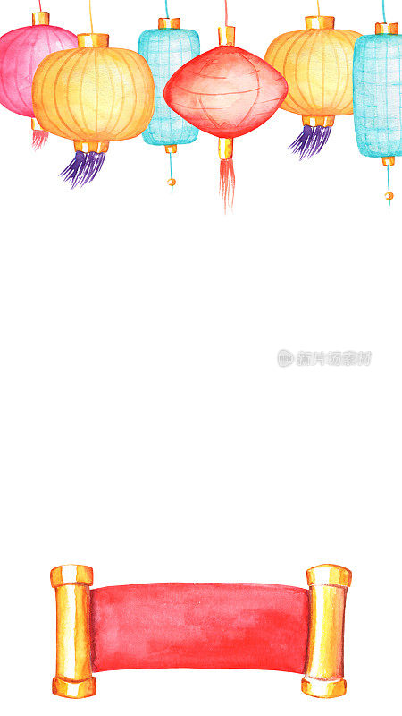 中国新年派对snapchat地理滤镜东方传统节日滤镜。