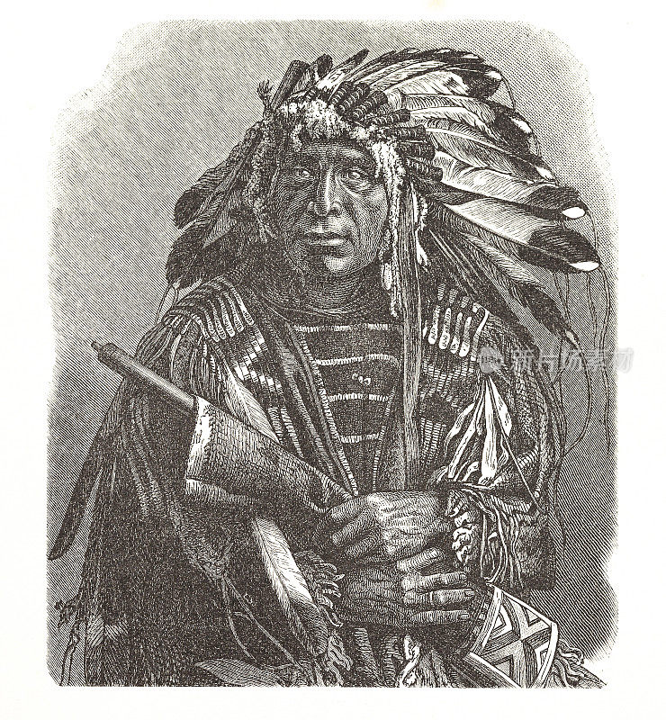 达科他首席印第安人肖像插图