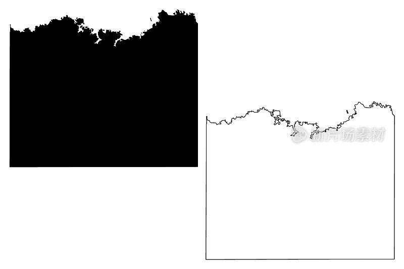 得克萨斯州卡斯县(县在得克萨斯州，美国，美国，美国)地图矢量插图，涂鸦草图卡斯地图