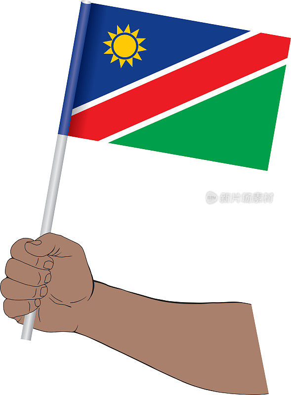 手持纳米比亚国旗