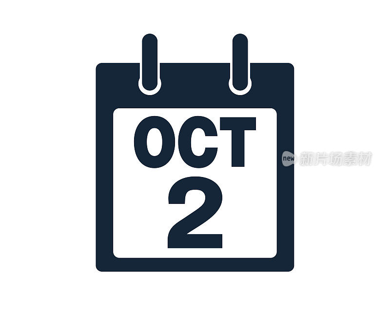 10月2日日历图标股票矢量插图