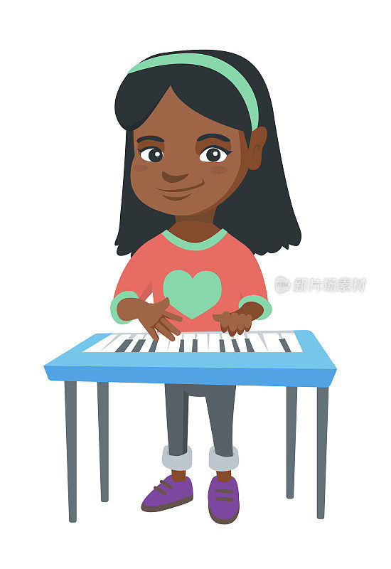 一个非裔美国女孩在弹钢琴