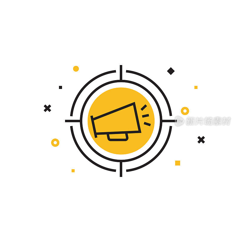 目标营销平面线图标，轮廓矢量符号插图。