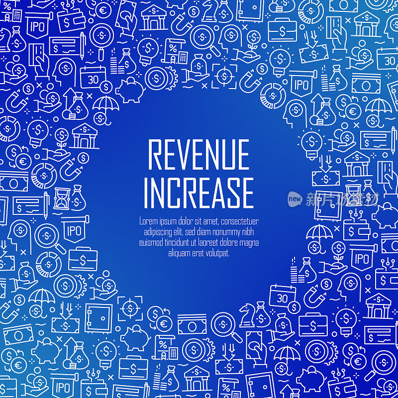 收入增加。财经概念、矢量模式及抽象背景。