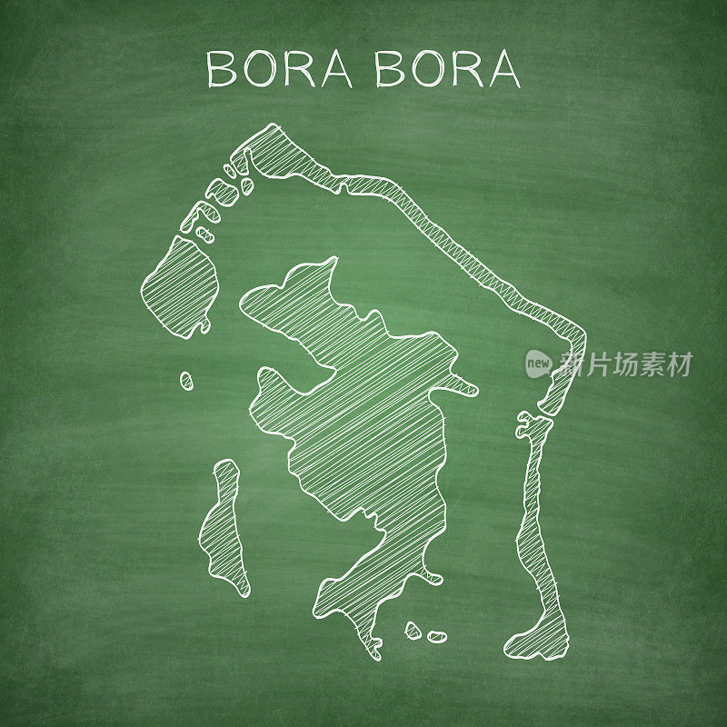 博拉博拉地图画在黑板上-黑板