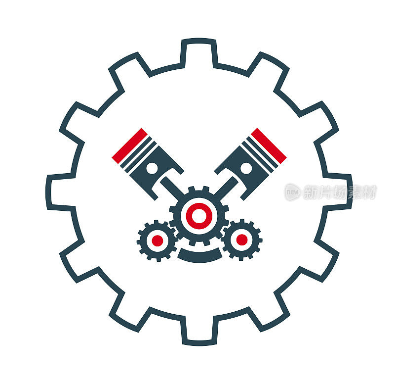 矢量插图的引擎图标，用于汽车维修和维护和其他服务。