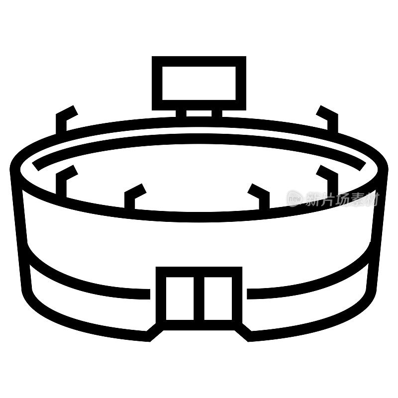 体育场线图标，轮廓符号矢量插图