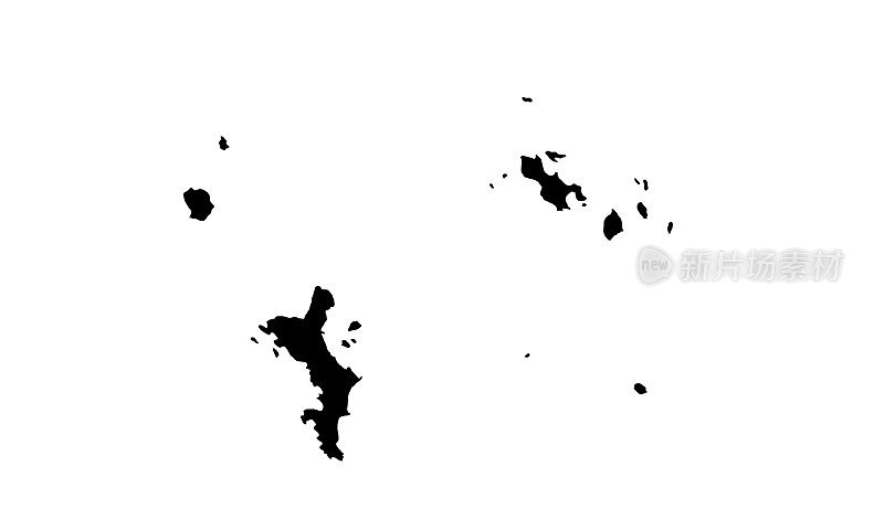 东非塞舌尔的黑色剪影地图