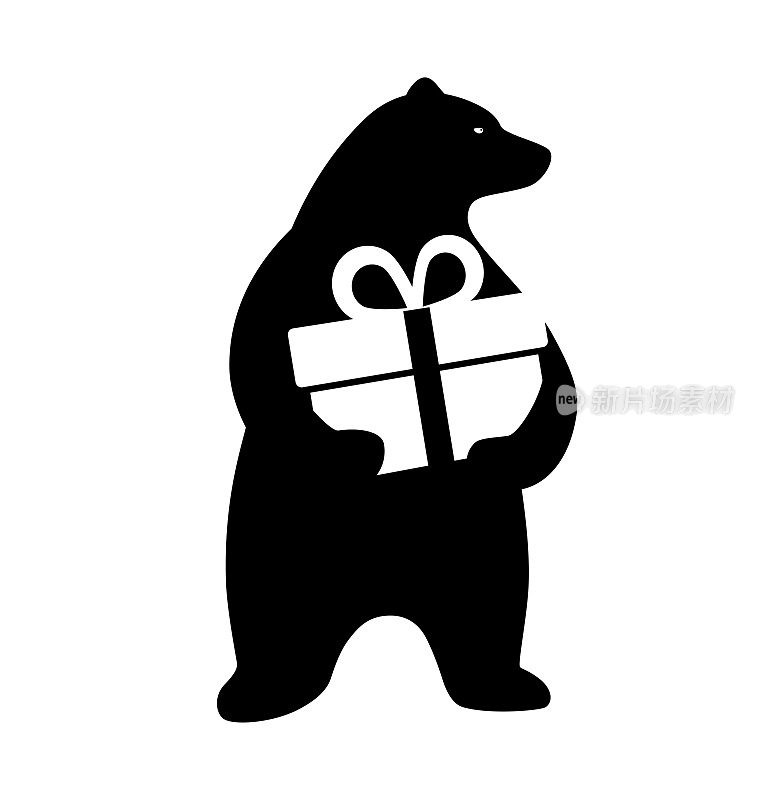 北极熊拿着礼品盒