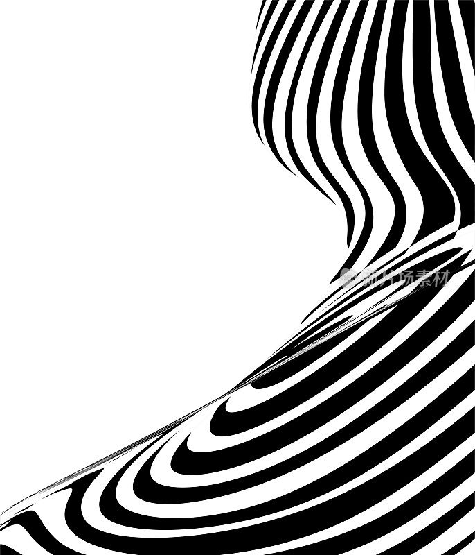向量黑白条纹斑马波图案背景
