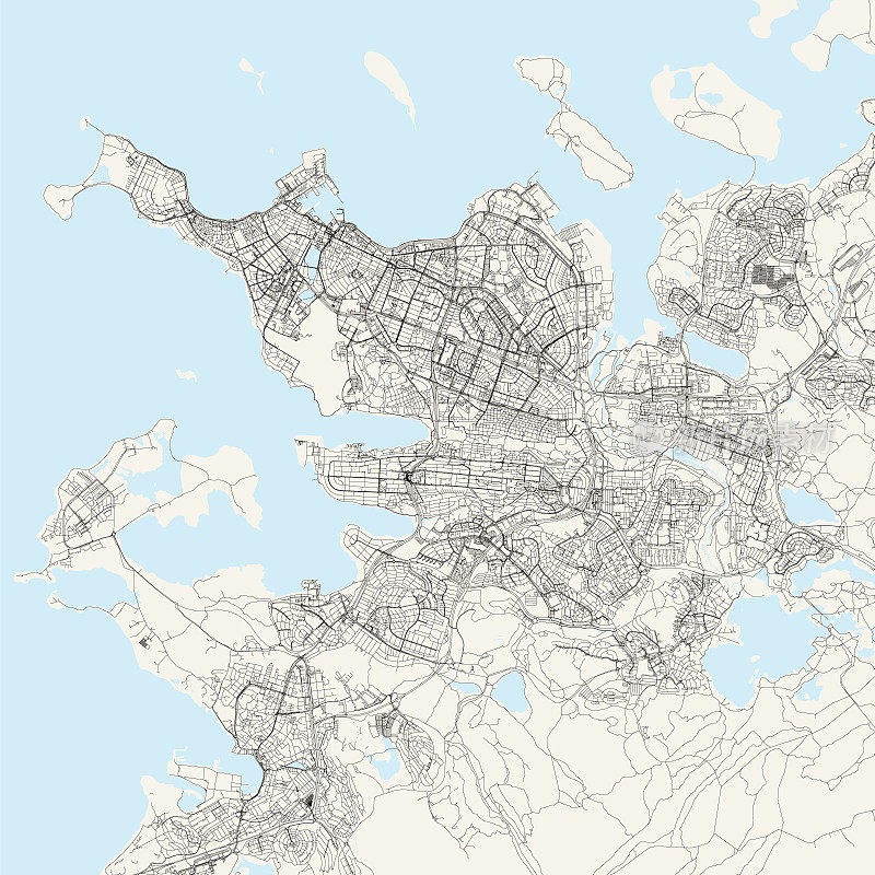 冰岛雷克雅未克矢量地图