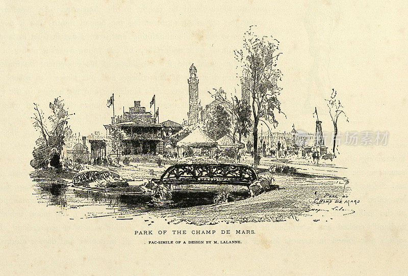 马尔斯广场公园，巴黎，19世纪70年代维多利亚时代