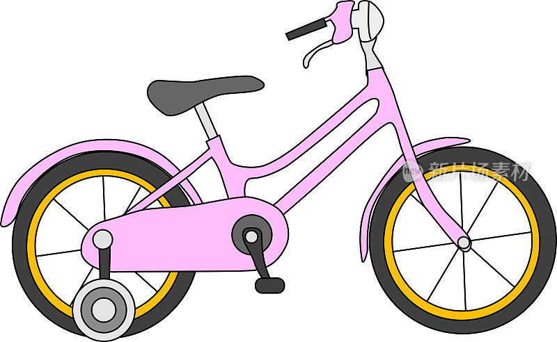 可爱的粉红色儿童自行车