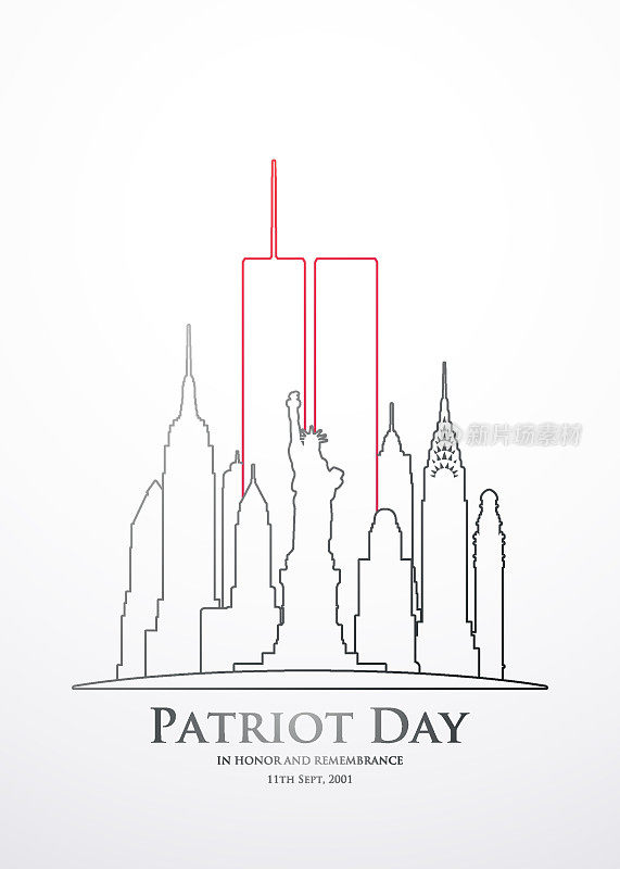 911爱国者日横幅。双塔纪念日。纽约，2001年9月11日。矢量设计模板。