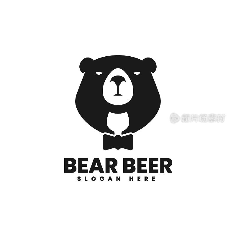 矢量插图熊啤酒剪影风格。