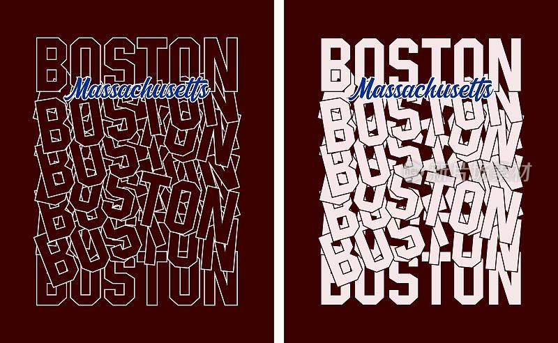 波士顿城市标语t恤