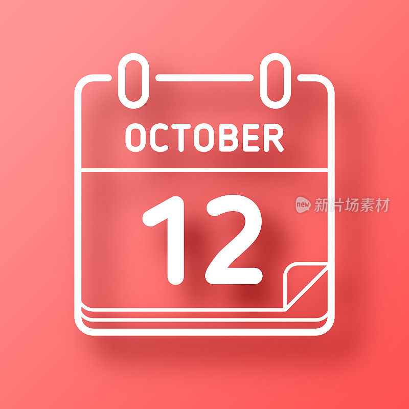 10月12日。图标在红色背景与阴影