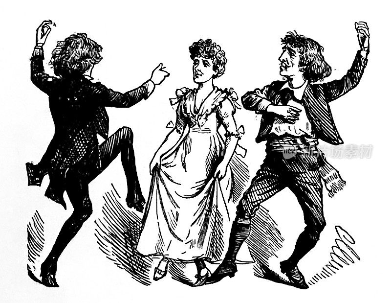 一个女人在两个男人中间跳舞