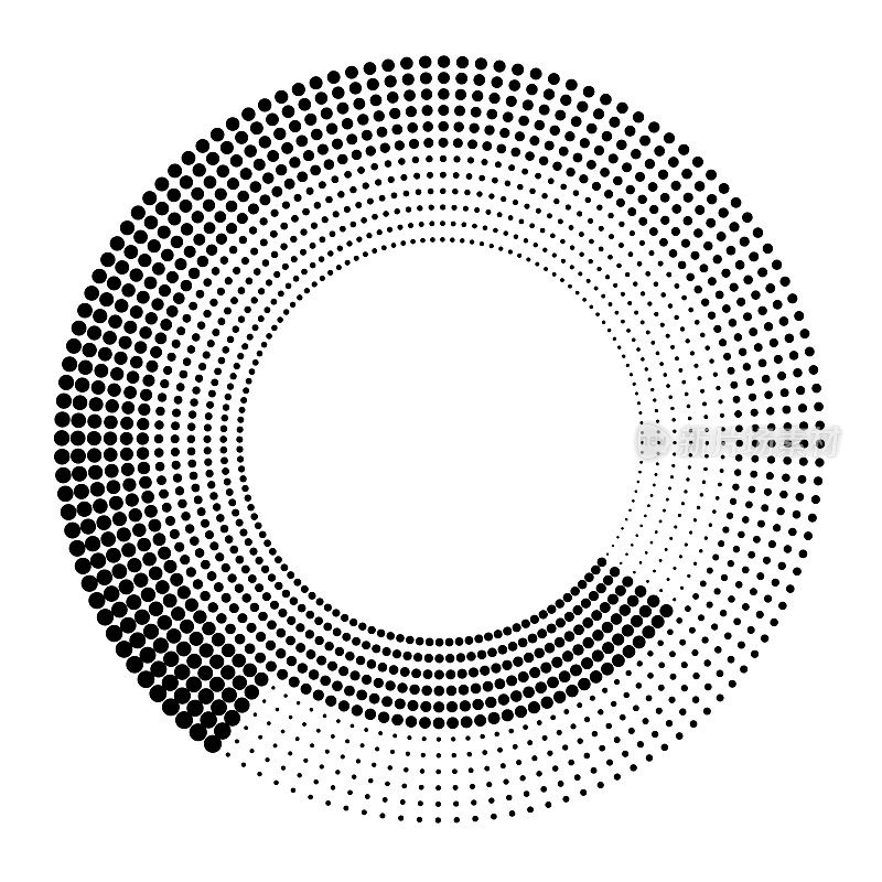 由双色圆点构成的两道圆弧