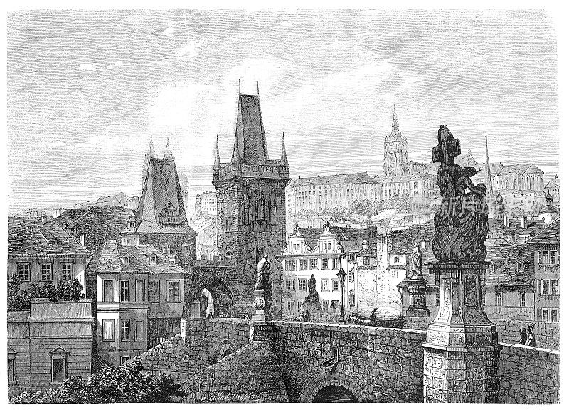 1866年捷克共和国布拉格的查理大桥