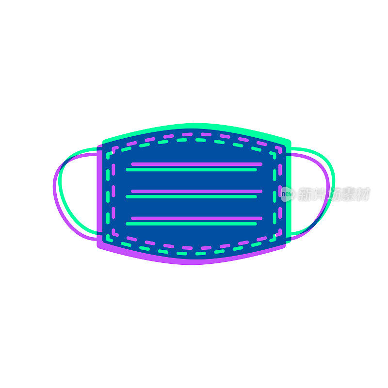 医用或外科口罩。图标与两种颜色叠加在白色背景上