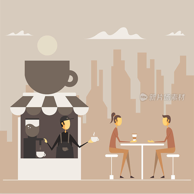咖啡师在咖啡馆为顾客煮咖啡