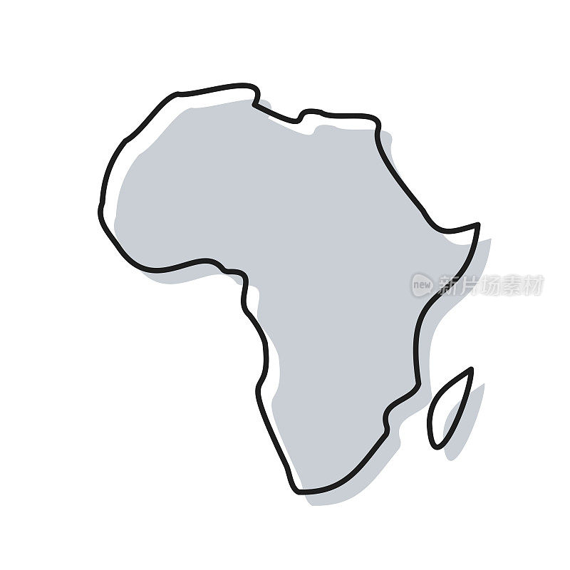 非洲地图手绘在白色背景-时尚的设计