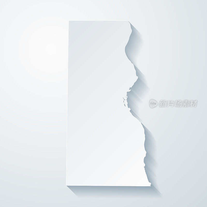 威斯康星州密尔沃基县。地图与剪纸效果的空白背景