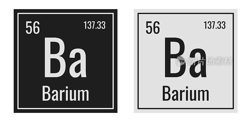 钡的象征。元素周期表中的化学元素。矢量插图隔离在白色背景上。玻璃的迹象。