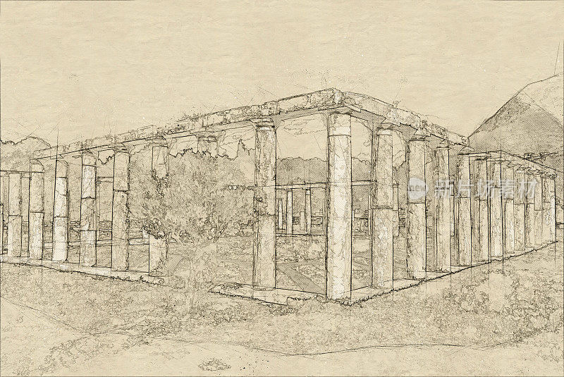 伯罗奔尼撒半岛古代梅塞纳的palaistra遗址