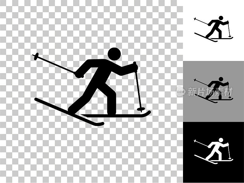 滑雪图形图标在棋盘上透明的背景