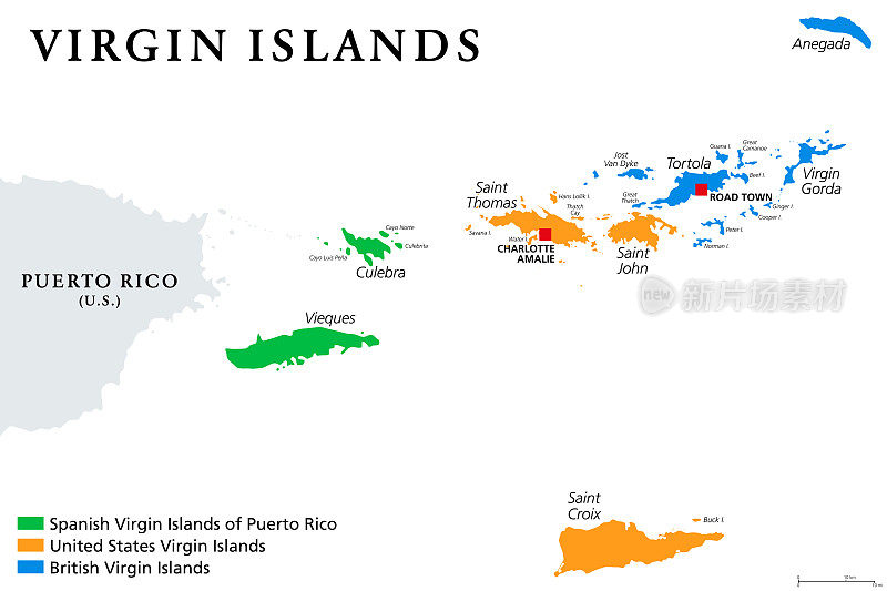 维尔京群岛的地图