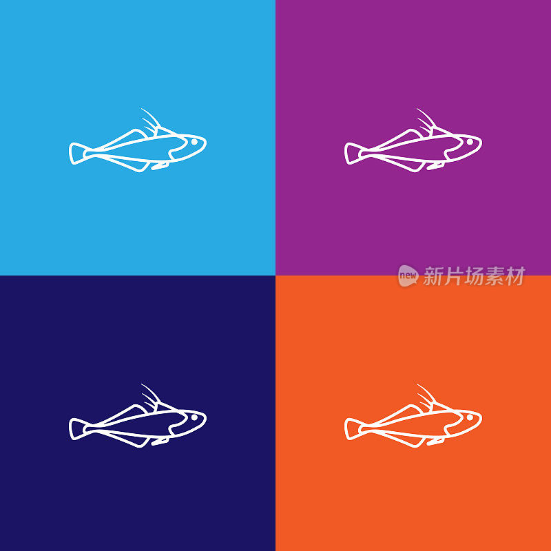 海鲜，蓝纹虾虎鱼图标。亚洲美食元素插画。收藏图标之一的网站，网页设计，移动应用程序
