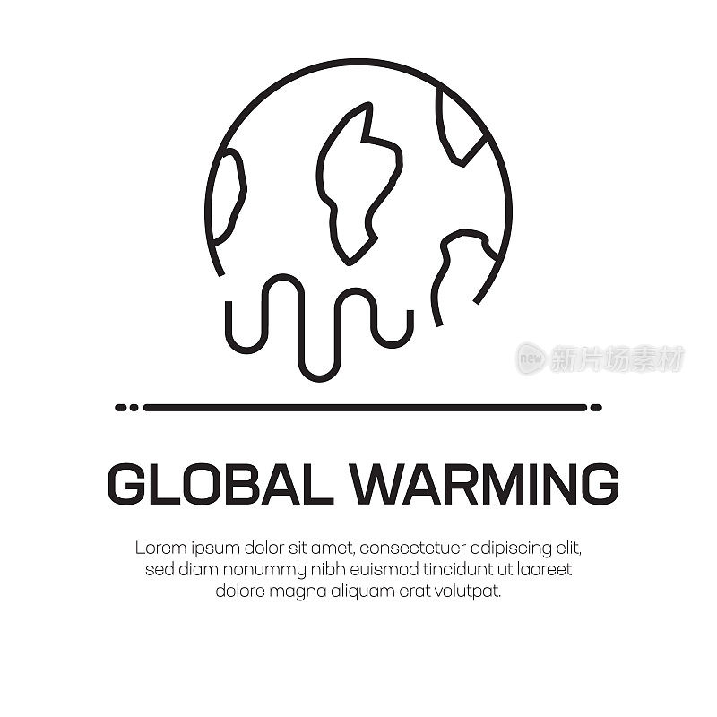全球变暖矢量线图标-简单的细线图标，优质的设计元素