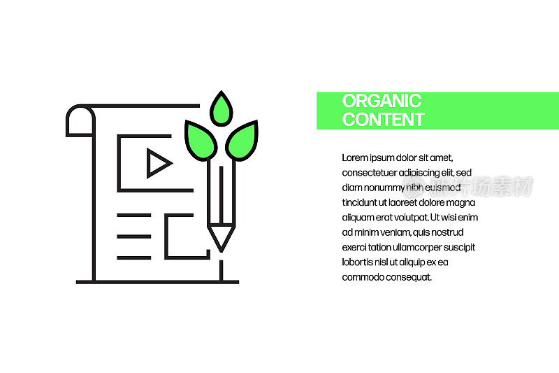 有机内容平面线图标，轮廓向量符号插图。