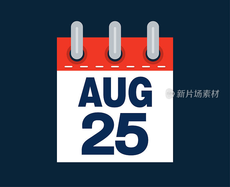 这个月的日历日期是8月25日