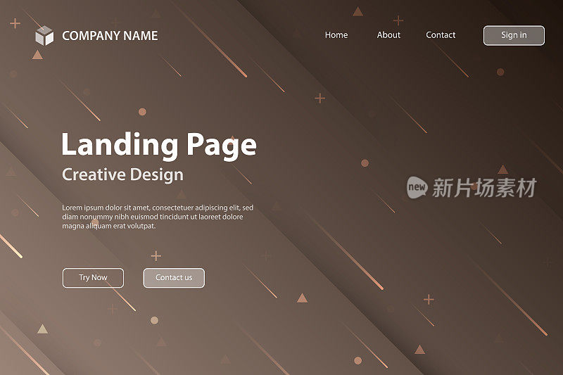 登陆页面模板-抽象设计与几何形状-时髦的棕色梯度