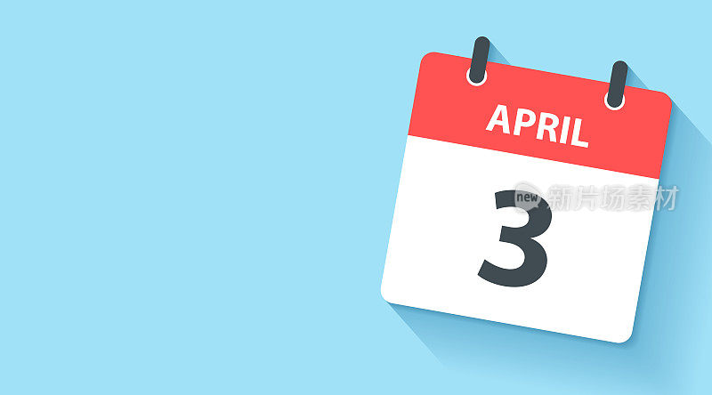 4月3日-平面设计风格的每日日历图标