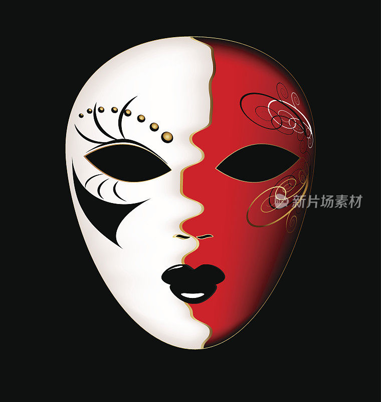 狂欢节white-red面具