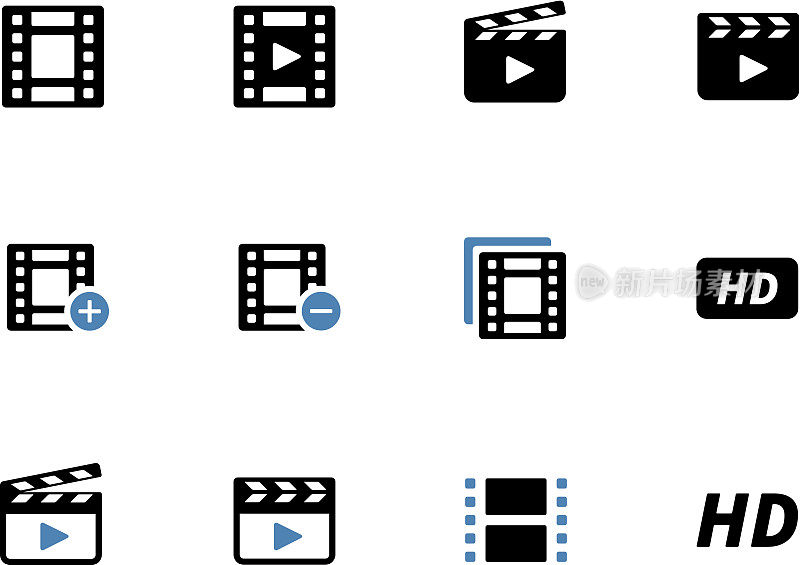 视频双色调图标上的白色背景。