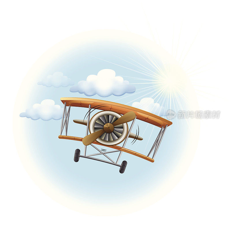老式螺旋桨飞机在空中