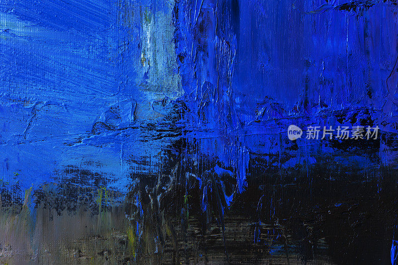 抽象绘画的背景是青、蓝、黑。