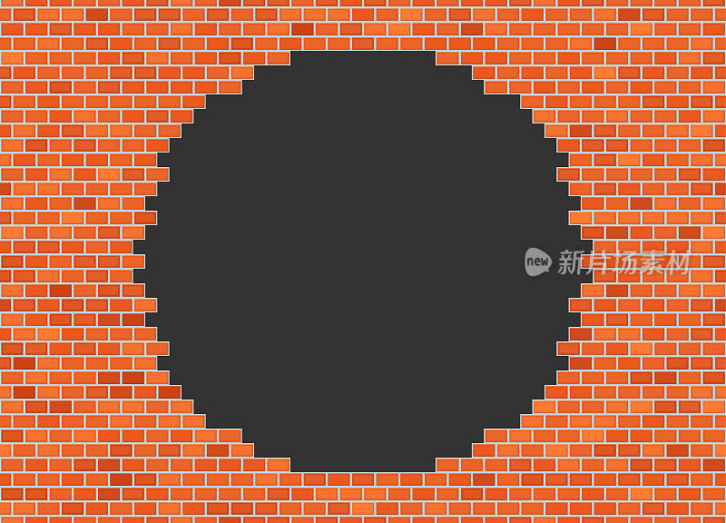 矢量砖破墙背景与大黑洞