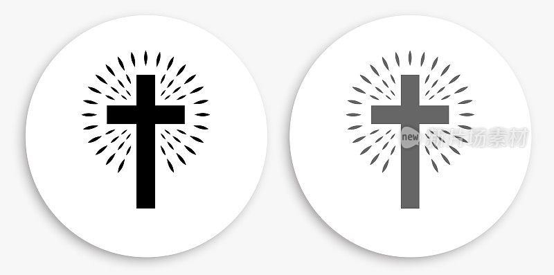 基督教十字黑白圆形图标