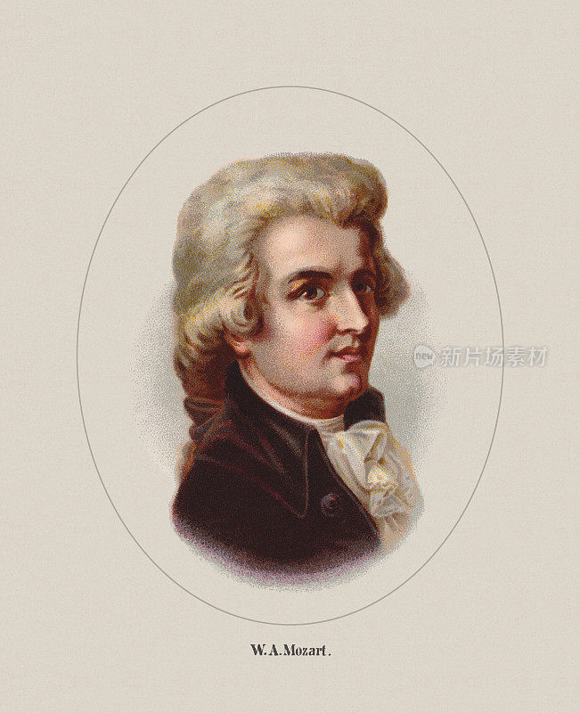 沃尔夫冈·阿玛德乌斯·莫扎特(奥地利作曲家，1756-1791)，石版印刷，1887年出版
