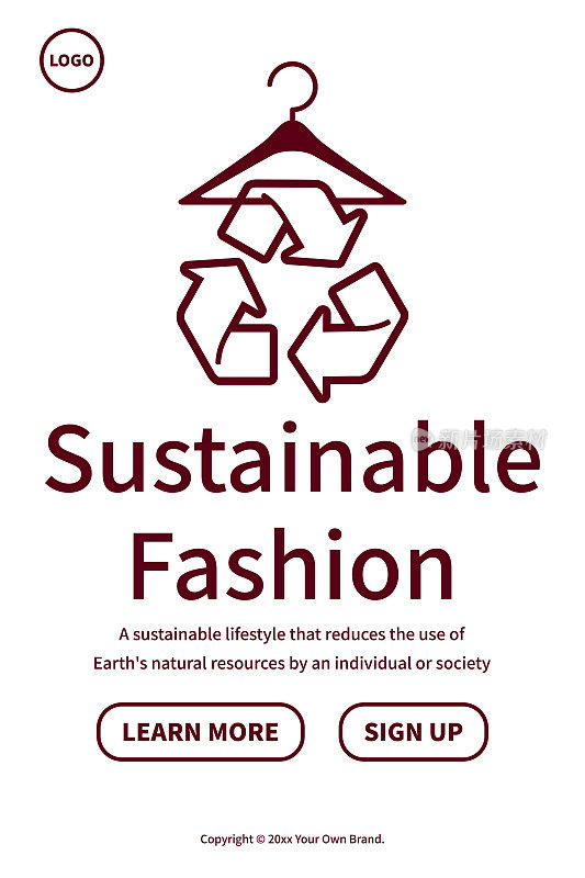 可持续时尚和道德消费主义，一个挂在衣架上的回收标志