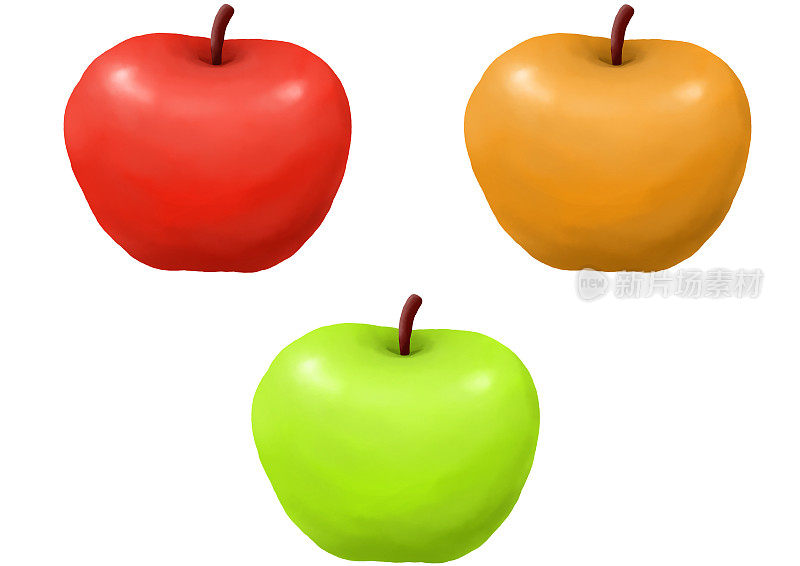 苹果绿色的苹果水果食物水彩新鲜的梨