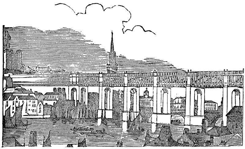 英国泰恩河畔纽卡斯尔的高级桥――19世纪